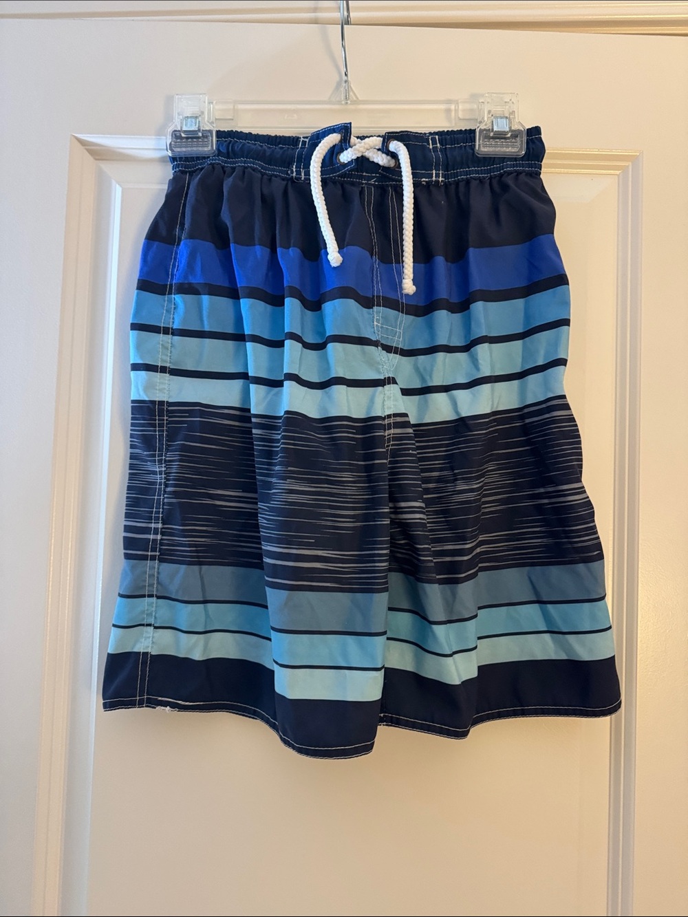 Seven7 Blue Striped Hybrid Swim Shorts with Drawstring